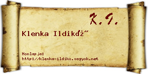 Klenka Ildikó névjegykártya